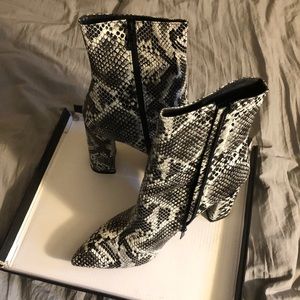 Snake print booties